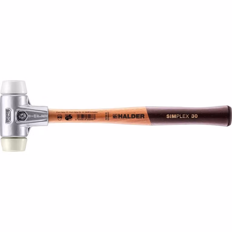 Mazza SIMPLEX soft-face con alloggiamento in alluminio e manico in legno, Ø 30, superplastica / nylon
