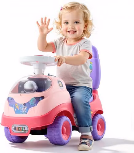 Macchinina a spinta VEVOR rosa per bambini con musica e clacson, portata massima 22 kg