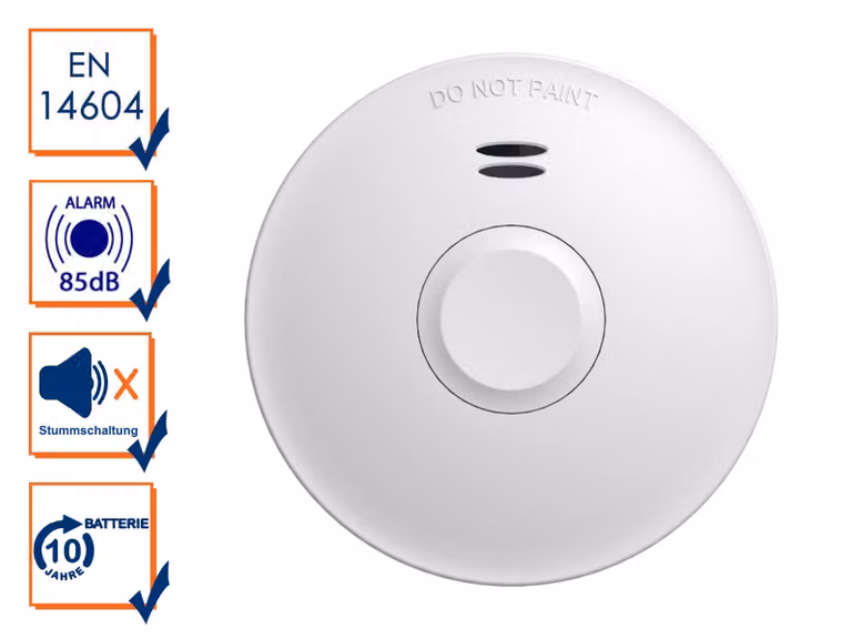 Rilevatore di fumo wireless collegabile in rete con batteria da 10 anni, mini, funzione di silenziamento, per cucina