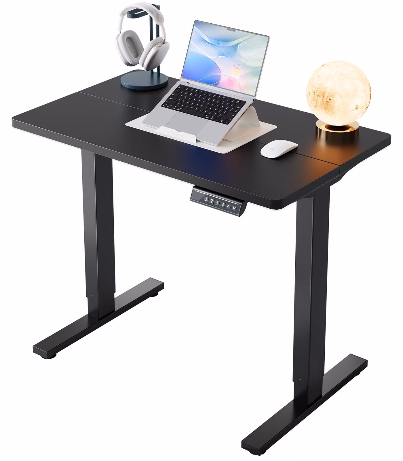 Scrivania regolabile in altezza, elettrica - 80 x 48 cm - 4 posizioni di memoria - Acciaio legato - Colore nero