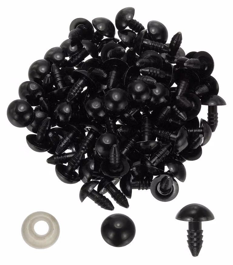 Occhi di sicurezza da 12 mm, confezione da 100 pezzi, in plastica, colore nero