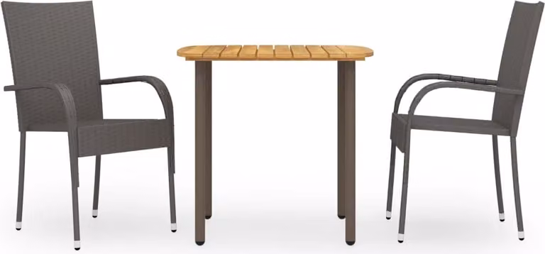 Maison Exclusive - Set Mobili da Pranzo per Giardino 3 pz Polyrattan Marrone