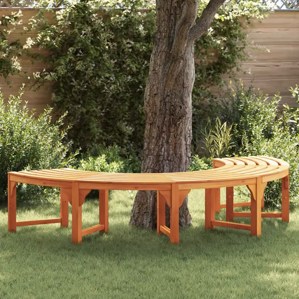 Panchina per alberi vidaXL in legno naturale per 4 persone, L: 210 cm, P: 80 cm, H: 45 cm