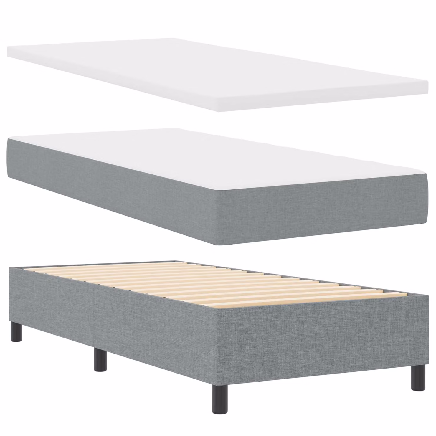 Letto a molle vidaXL con materasso, strisce LED e porte USB, Grigio, L/P/H: 90 x 190 cm