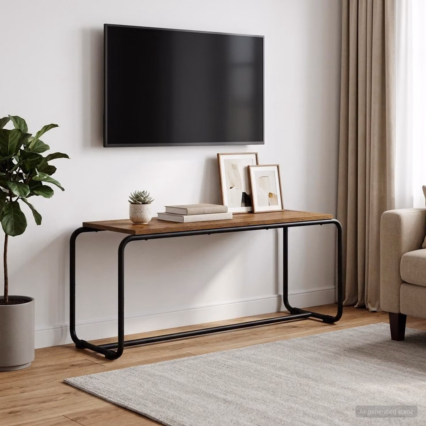 vidaXL Supporto TV in stile industriale in legno e metallo, colore marrone, L 98 x P 35,5 x H 42 cm