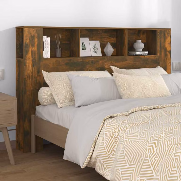Testiera con scomparti e scaffale integrato vidaXL in legno Rovere Fumo, L 160 x P 18,5 x H 104,5 cm