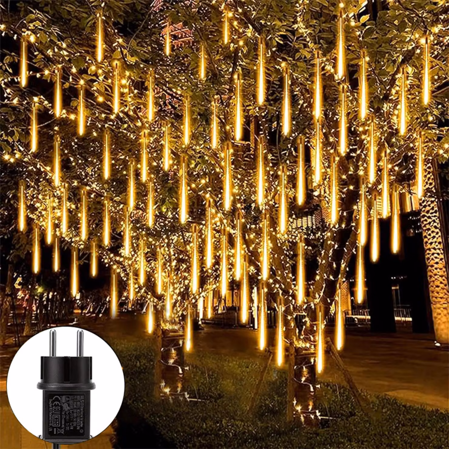 288 LED Meteor Shower Rain Lights bianco caldo impermeabile Icicle Fairy Lights Garden Party Christmas Decoration