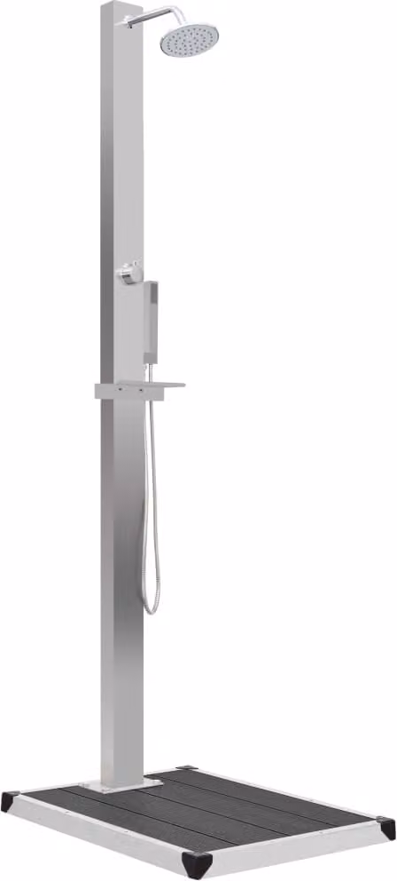 vidaXL Doccia da giardino con elemento a pavimento in acciaio inossidabile WPC