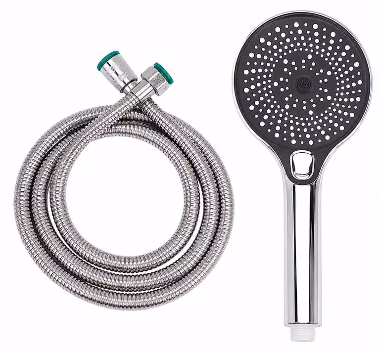 Set doccia ad alta pressione con tubo da 1,5 metri, soffione manuale con 3 tipi di getto, a risparmio idrico, ideale per bassa pressione dell'acqua