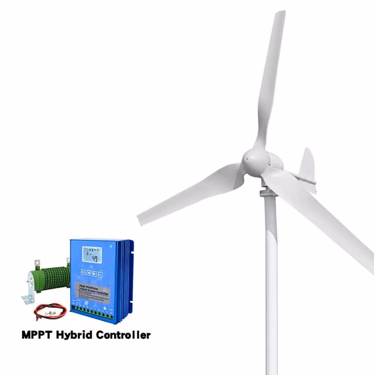 Turbina eolica, asse orizzontale, produzione di energia elettrica di 2000W, controller ibrido 2-A, 2000W-d, 24V-A. Controller ibrido 2-A, 2000W-d, 24V-A