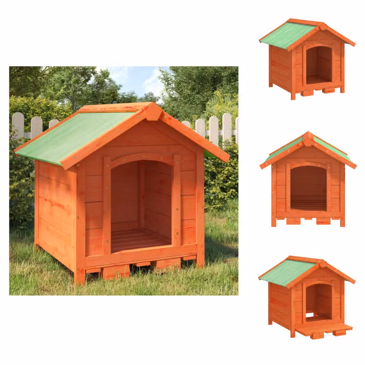 vidaXL Cuccia per cani marrone 65x65x61,5 cm in legno di pino massiccio - Cucce per cani e recinti