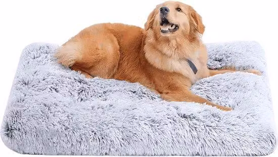 Letto per cani grande, in peluche, lavabile, antiscivolo, 65x48 cm, grigio chiaro