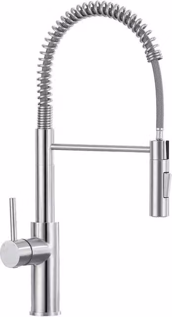Kraan da cucina con getto a spirale curva, 360° rotativa, 1 maniglia, materiale in acciaio inossidabile