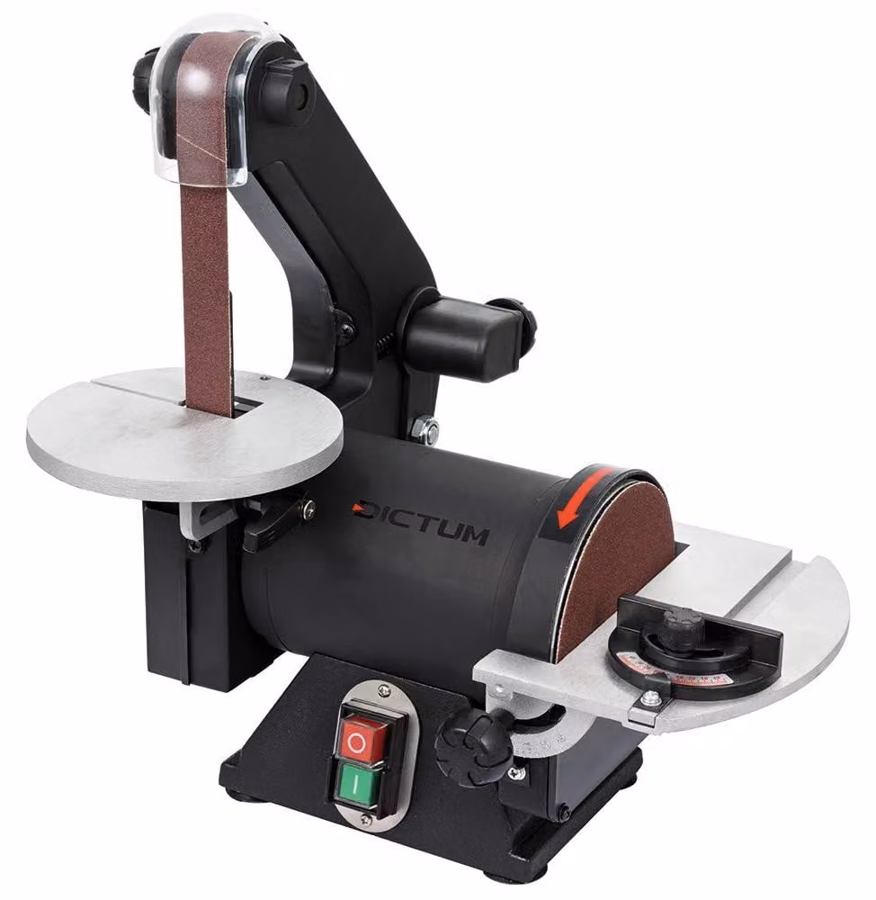 Levigatrice a nastro e disco - Potenza: 250 W - Diametro disco: 125 mm - Corpo in alluminio - Ideale per lavori di levigatura fine