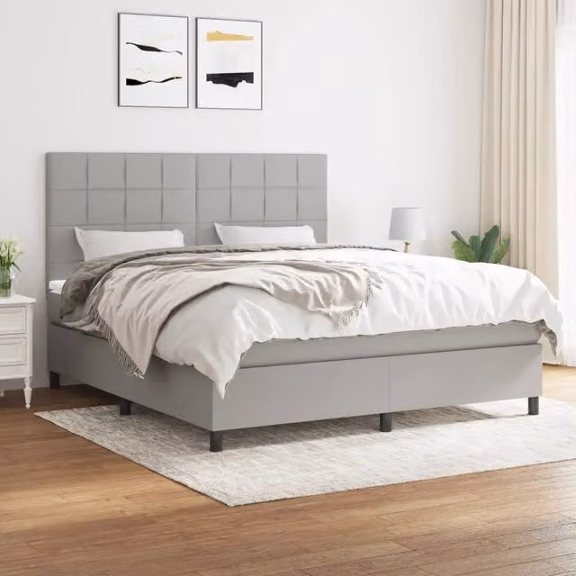 Letto Ibrido con Materasso vidaXL Grigio Chiaro e Bianco L/P/H: 160 x 200 x 128 cm