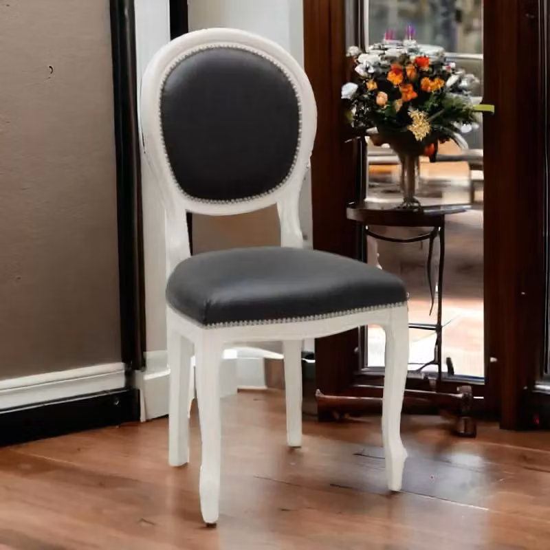 Set di 2 sedie shabby chic in legno di faggio e ecopelle nera Mobili 2G L/P/H: 50 x 47 x 100 cm – 2