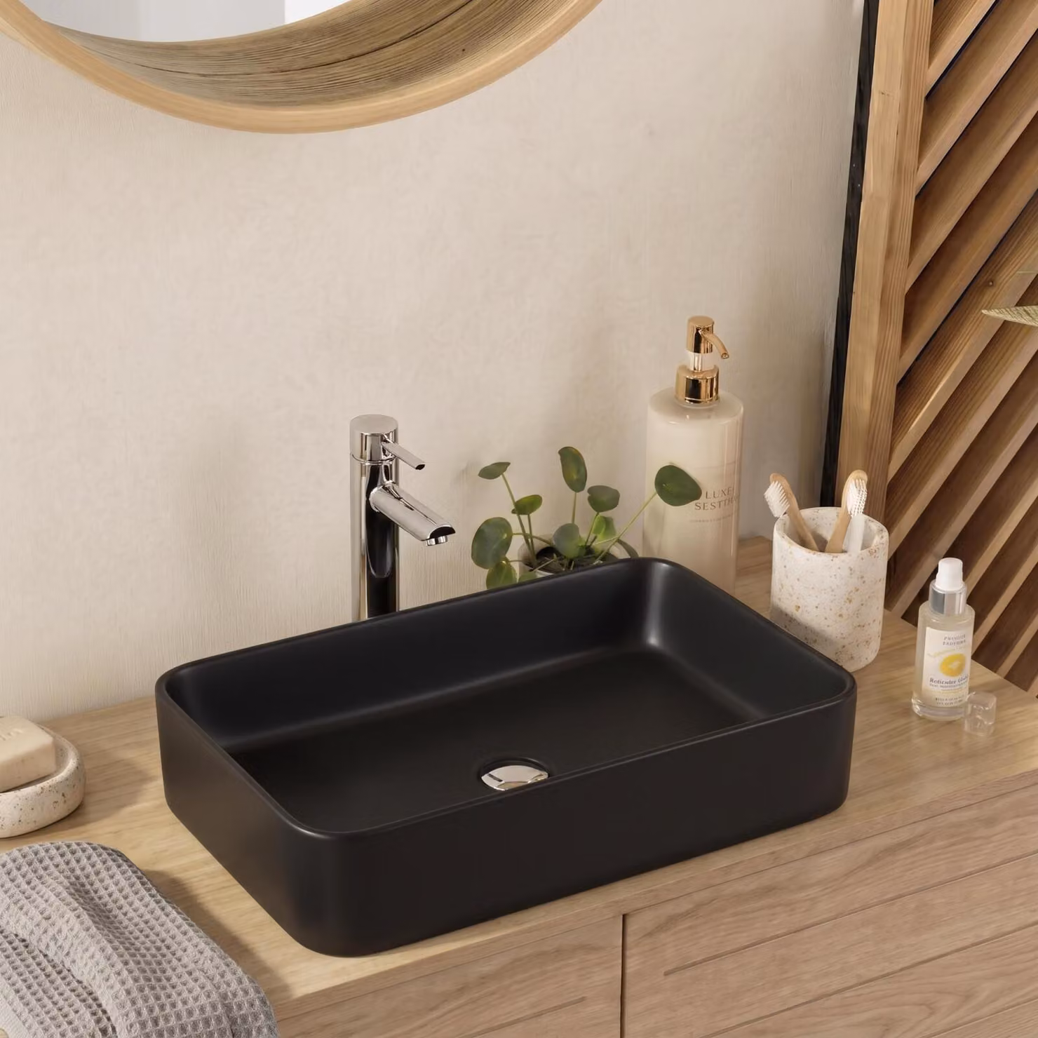Lavabo da appoggio rettangolare in Vetroceramica bianca SADDY 60x37cm
