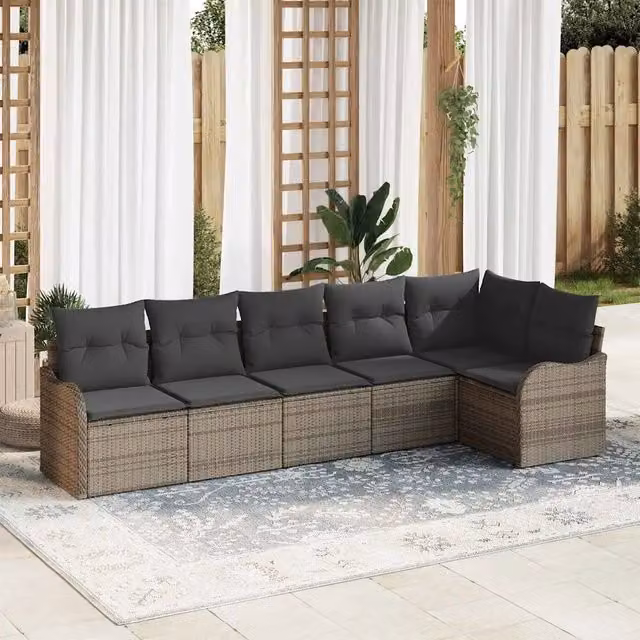 Set Divano da Giardino 6 pz Grigio polyrattan 3354388