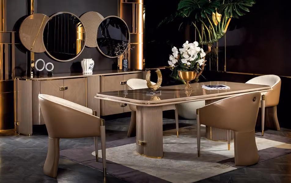 Set 7tlg Esstisch 4x Stühle Sideboard Essgruppe Garnitur Lehnstühle Modern