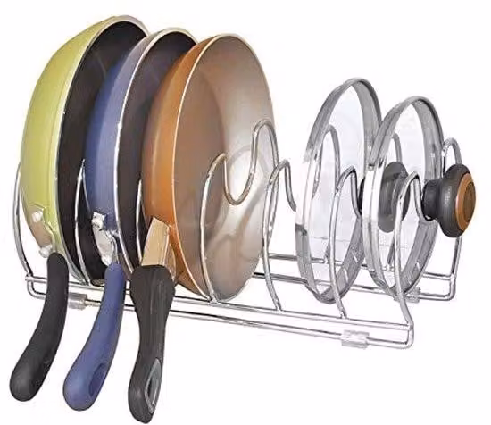 Organizzatore per pentole da cucina - acciaio cromato - da fissare a parete