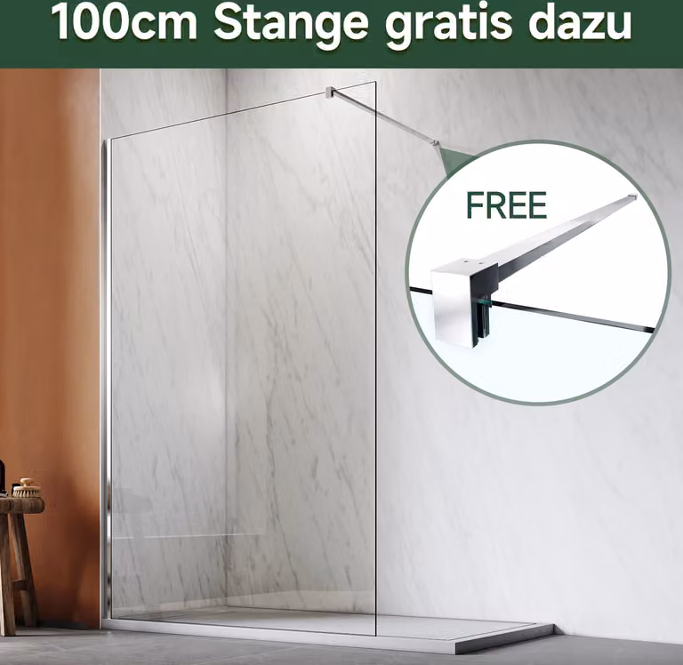 SONNI 120 x 200 cm walk in shower Schermo doccia da 8 mm Cabina doccia in vetro temperato di sicurezza da 8 mm con rivestimento Nano, con pannello laterale orientabile Nano