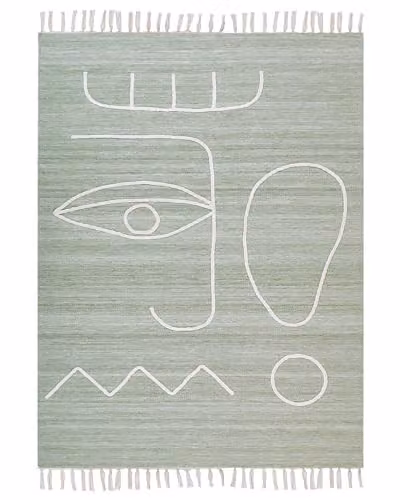 Beliani Tappeto rettangolare in poliestere con motivo a nappe verde chiaro 140 x 200 cm