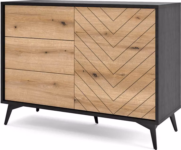 FURNLUX Credenza Diamond Beige E Nero 104cm / Colore principale: Beige / Dimensioni: 104 x 77 x 39 cm