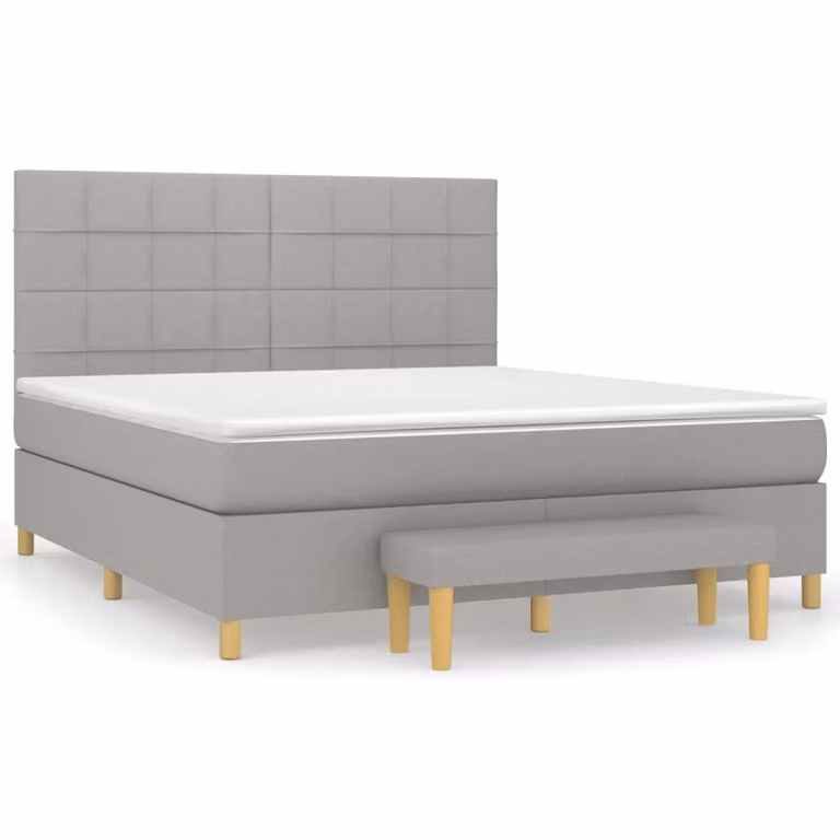 Giroletto a Molle con Materasso Grigio Chiaro160x200 cm Tessuto