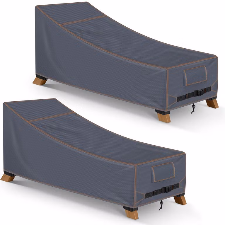 Copertura protettiva per sedia da giardino, colore grigio, dimensioni 200x75x40/70 cm, set da 2, impermeabile