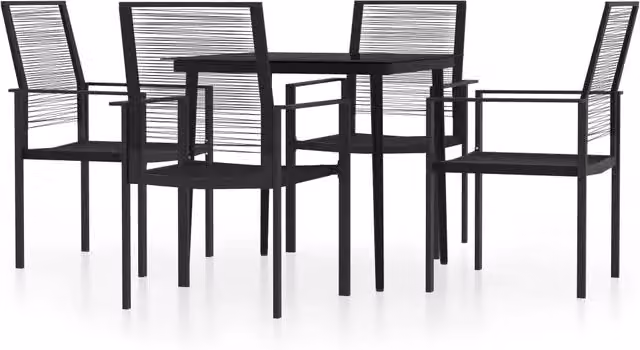 Set da Pranzo da Giardino 5 pz | Set Salotto da Giardino Nero