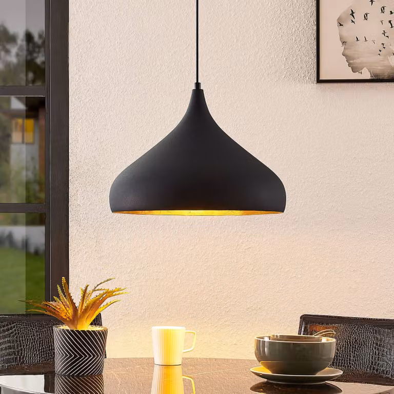 Lampada a sospensione Lunus Arcchio, dimmerabile, Nero, Soggiorno / Sala da pranzo, Metallo, Moderno, Lampada a sospensione