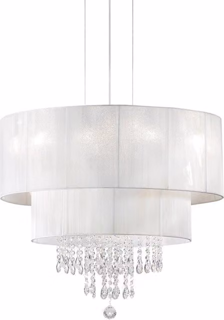 Lampadario Classico Opera Vetro,Tessuto,Cristalloistallo Bianco 4 Luci E27