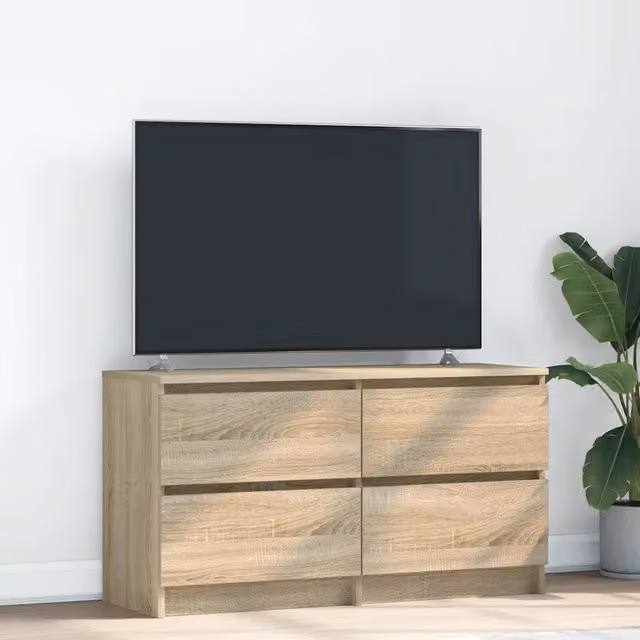 Mobile Porta TV moderno vidaXL in legno Rovere Sonoma marrone L: 100 cm, P: 35 cm, H: 54 cm