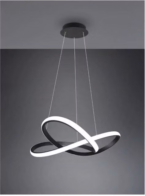 Lampada a sospensione moderna Course Trio Leuchten nera con LED dimmerabile Ø 60 cm