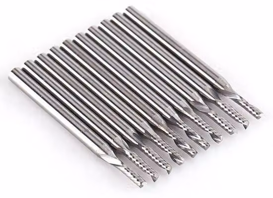 Utensili da incisione CNC in metallo duro da 1/8 di pollice, set da 10 pezzi, a canna singola