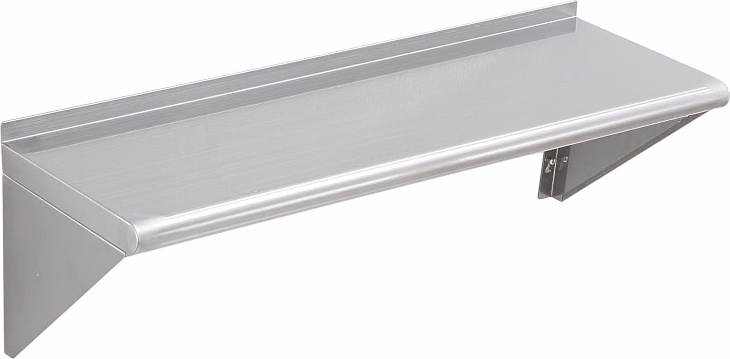 SucceBuy 12" x 36" scaffale in acciaio inox, scaffale galleggiante a parete con staffe, capacità di carico di 250 libbre, robusto scaffale di stoccaggio per ristorante, cucina, bar, casa