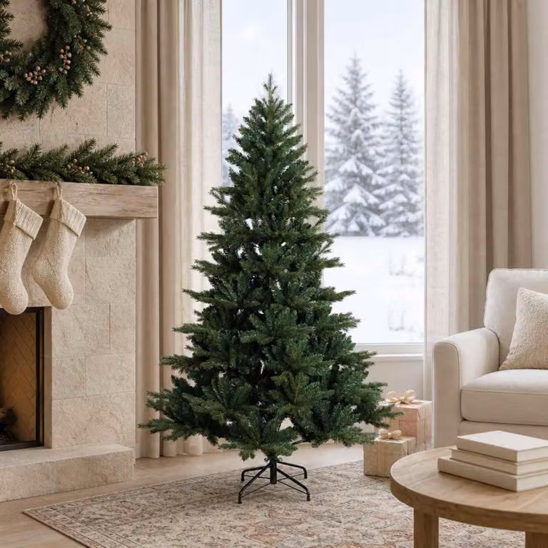 Albero di Natale artificiale pieghevole, altezza 120 cm, realizzato in PVC e metallo