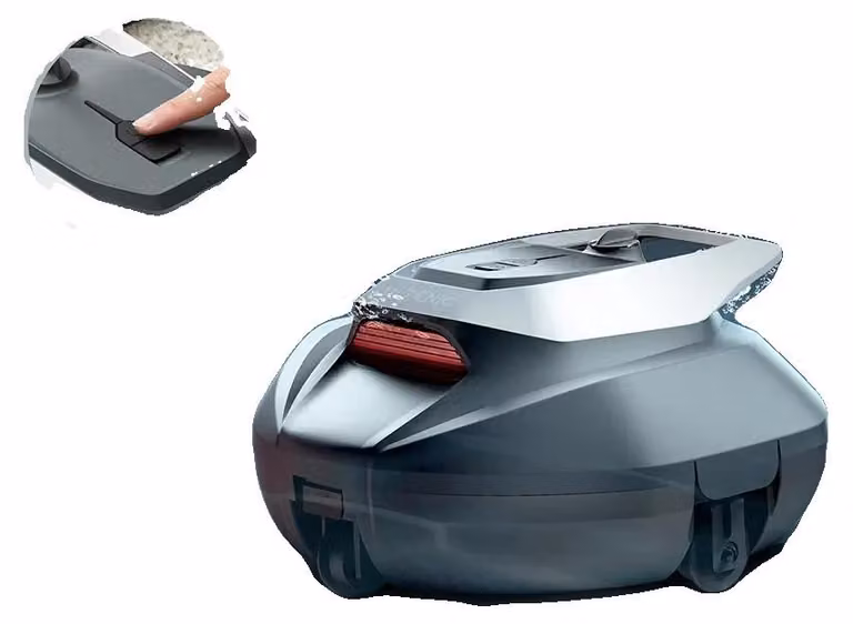 Pulitore robotizzato per piscine, batteria da 5200 mAh, autonomia di 90 minuti, doppio motore, dimensioni 321x324x166 mm, cavo galleggiante da 2 metri