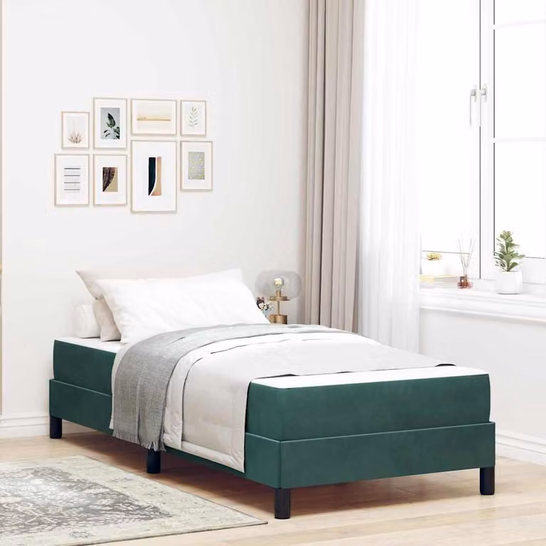 Maison Exclusive - Letto boxspring con materasso verde scuro 100 x 200 cm Tessuto