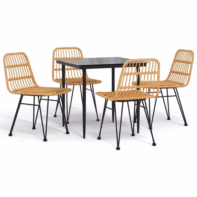 Set da Pranzo da Giardino 5 pz in Polyrattan
