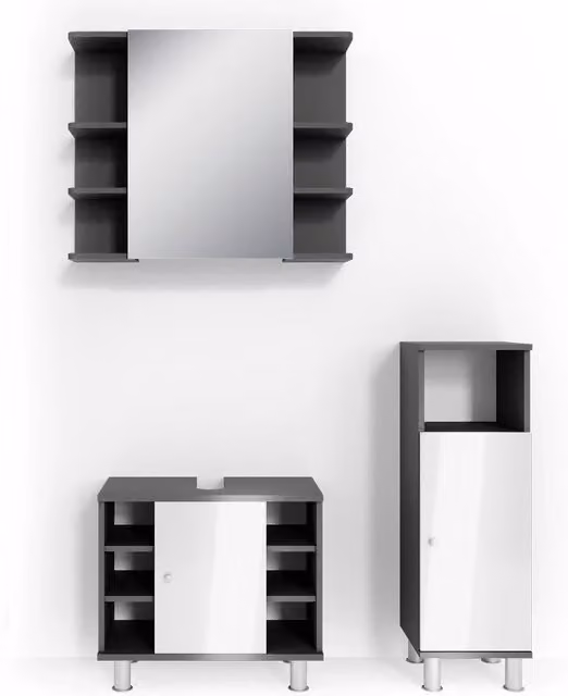 Set mobili bagno Fynn Antracite 3 pezzi Vicco