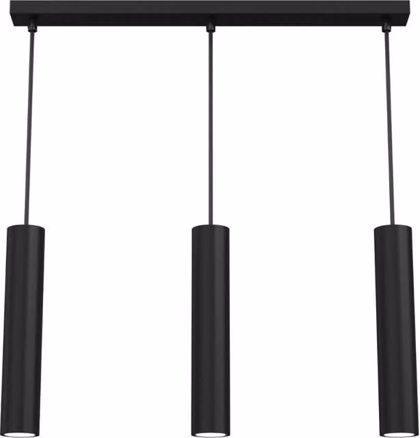 Lampada a sospensione moderna Raito Luminex in metallo nero con 3 faretti GU10 dimmabili