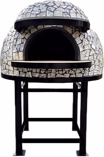 Forno a legna artigianale Vietri con base in acciaio, diametro 100 cm, capacità 3/4 pizze, multicolore