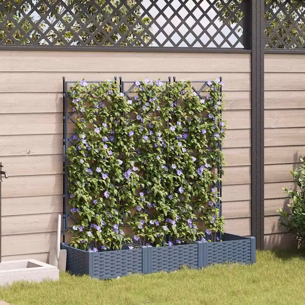 Set di 3 vasi da giardino vidaXL in plastica grigio chiaro L: 120 cm, P: 40 cm, H: 125,5 cm