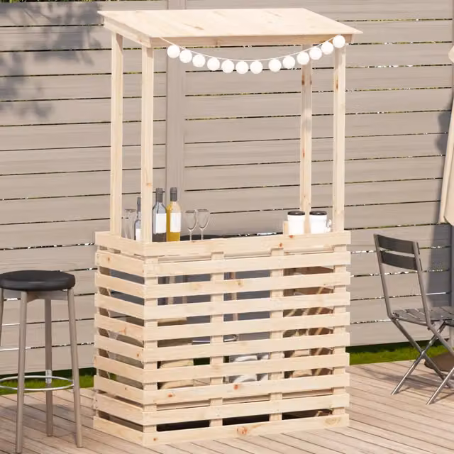 Tavolo Bar da Esterno con Tetto 112,5x57x195,5cm Legno Massello 832534