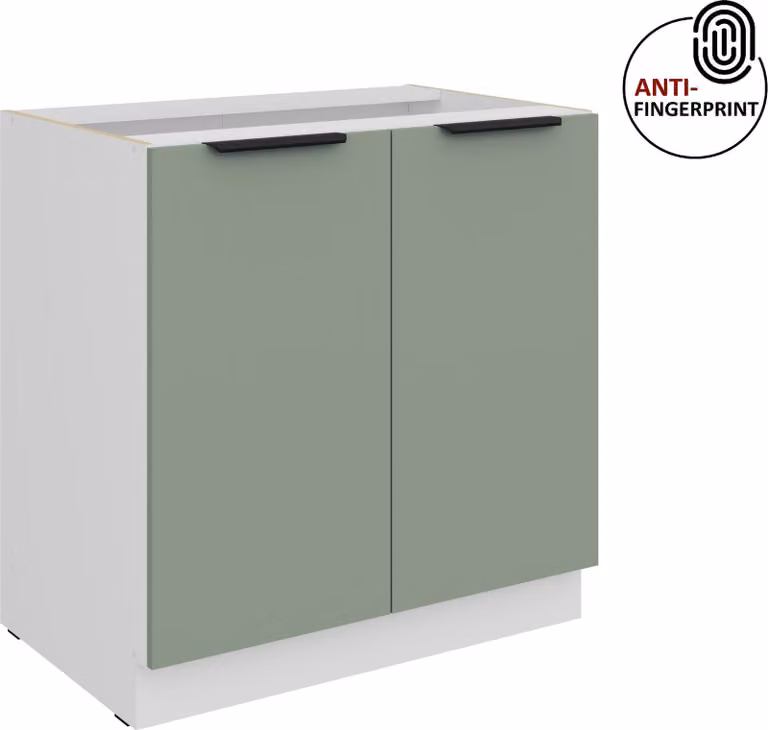 Mobile base da cucina da 80 cm, cucina ARIA, color acquamarina ultra opaco + bianco opaco, frontali di alta qualità con rivestimento anti-impronta, blocco cucina