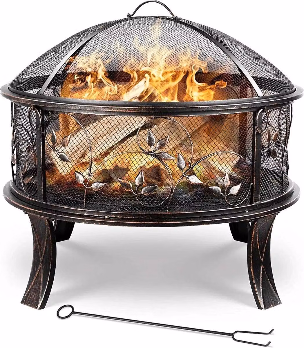 Braciere - Cesto per il fuoco - Griglia per il carbone - Per riscaldamento - Barbecue - Per l'esterno - Larghezza 71 cm