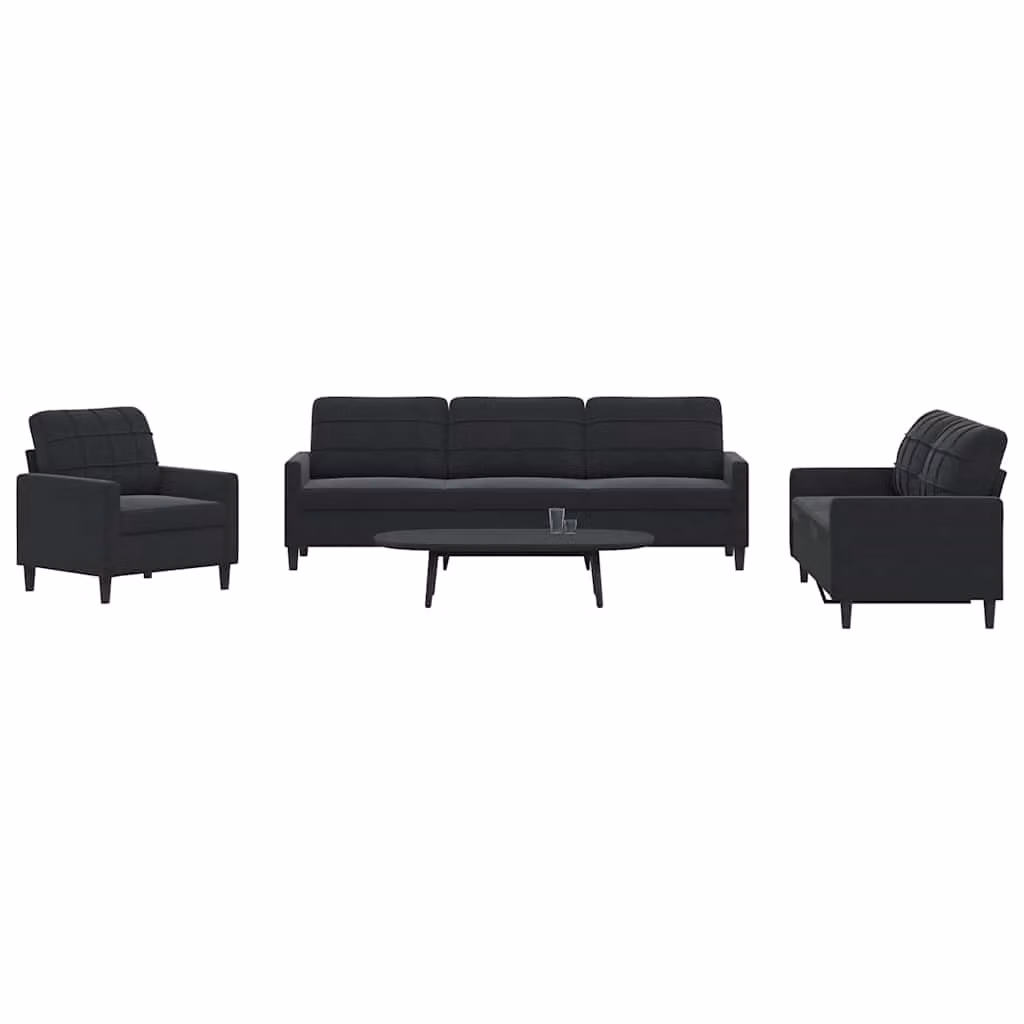 Set di divani vidaXL 4 pezzi in velluto nero con cuscini e pouf per soggiorno – 1