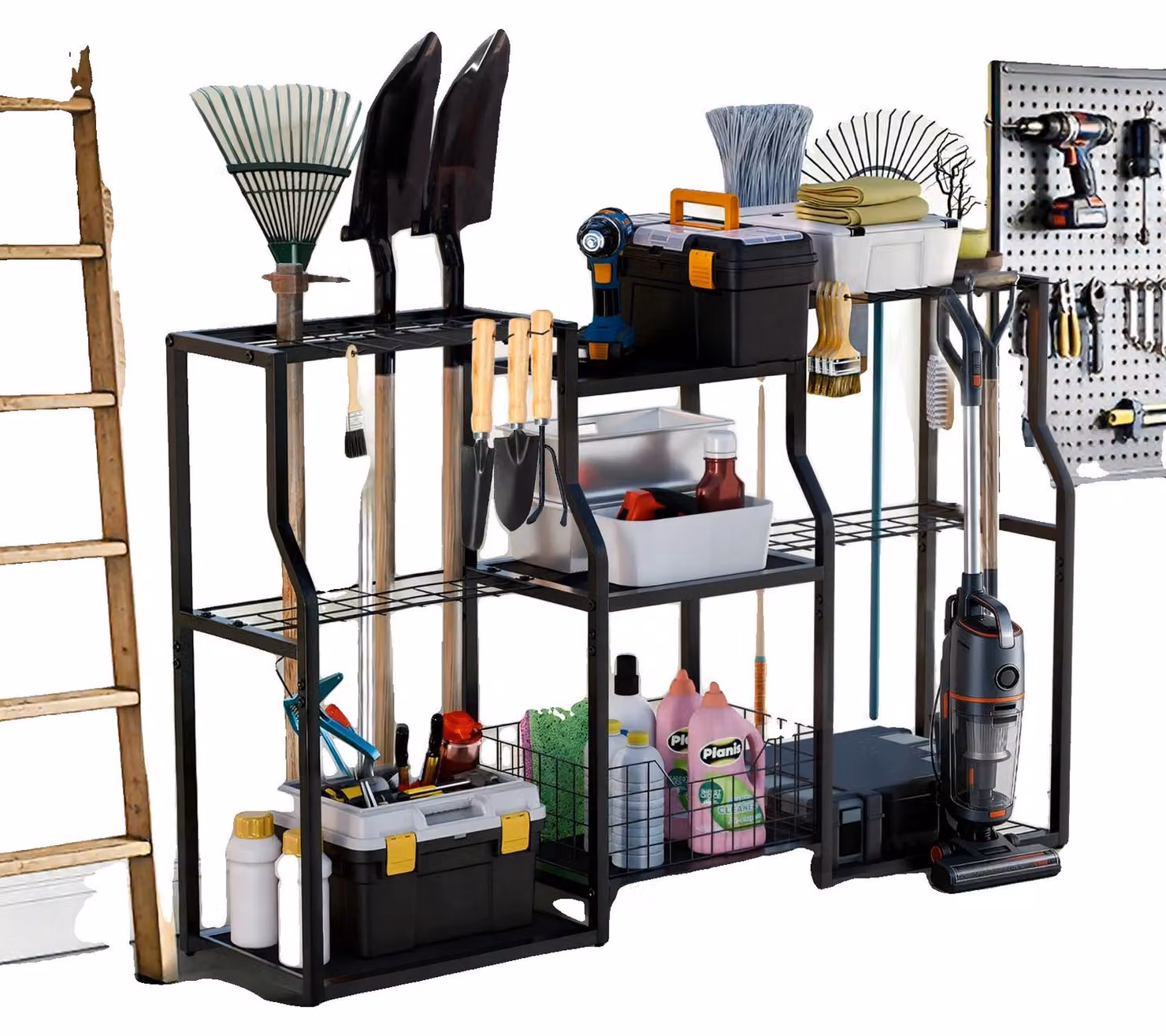 Organizzatore per utensili, struttura in metallo, design salvaspazio, colore nero
