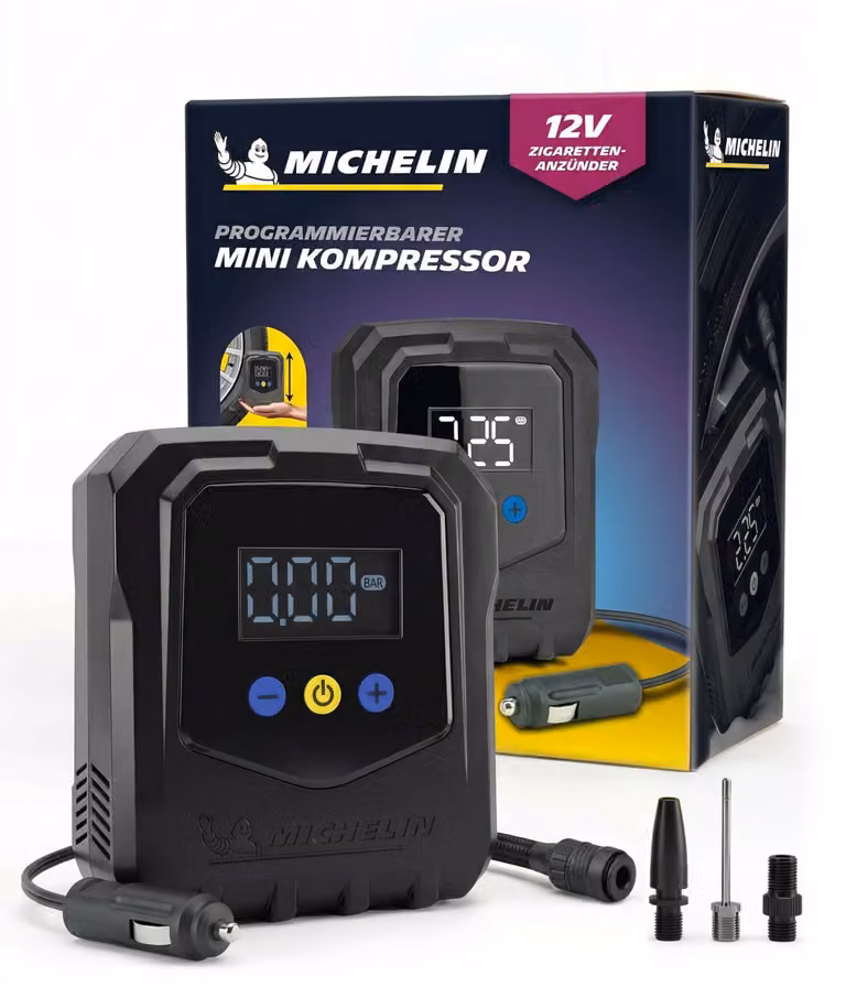 MICHELIN Air Power Easy: compressore da 12V con display digitale, funzione di arresto automatico fino a 8,3 bar